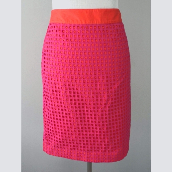 Talbots Crochet Pencil Skirt - Hot Pink/Orange - Picture 2 of 13